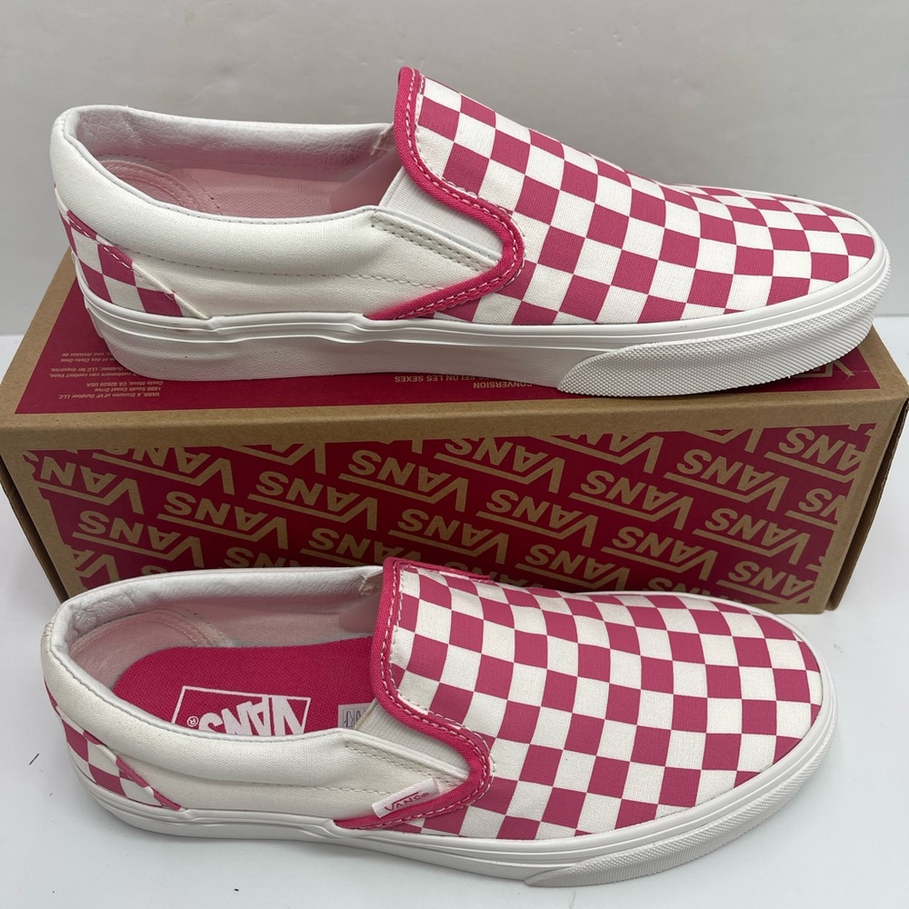 Vans Pink and White Checkered Slip-On Sneakers - Picture 2 of 16